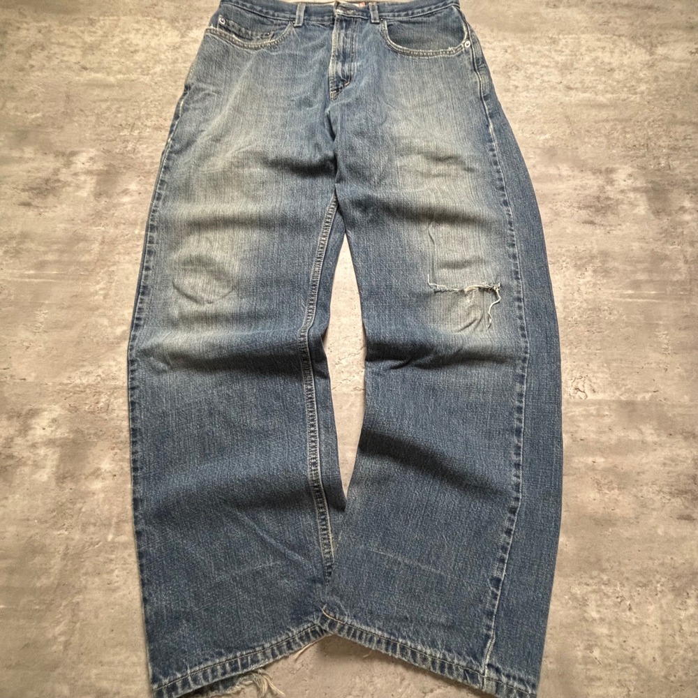 Levis 569 Loose Straight Jeans 31 Blue Distressed Baggy Denim Streetwear